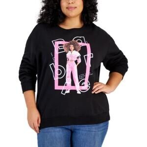 Love Tribe Juniors Trendy Plus Size Barbie Box Sweatshirt in Black & Pink, 3X